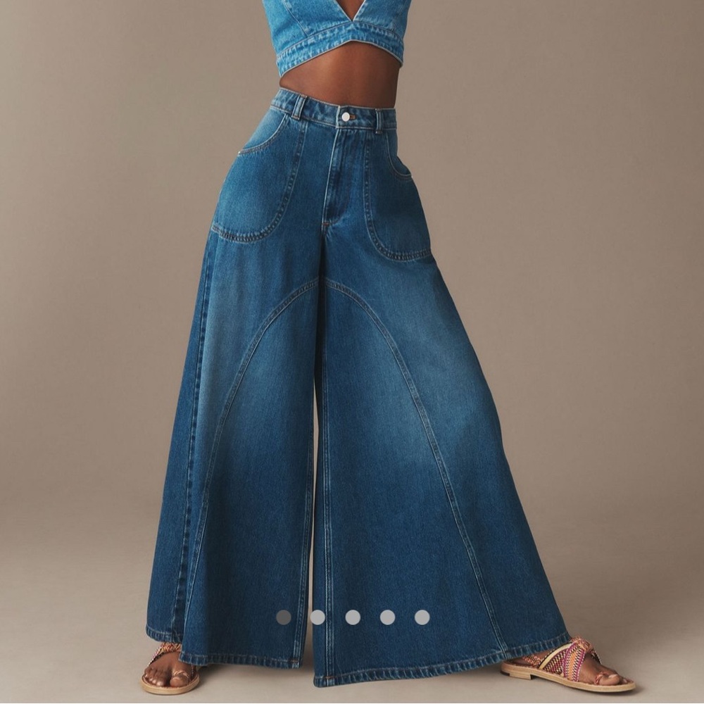 Pilcro Blue Flare Wide-Leg Jeans
